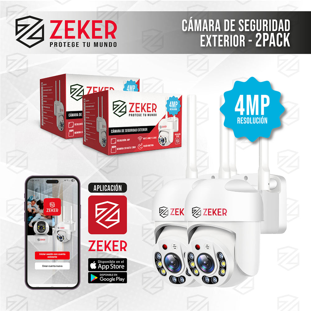 Pack x2 Cámara de Seguridad Exterior 4MP 2.4G