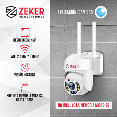 Camara De Seguridad Wifi Exterior Impermeable Zeker 4mp 5g