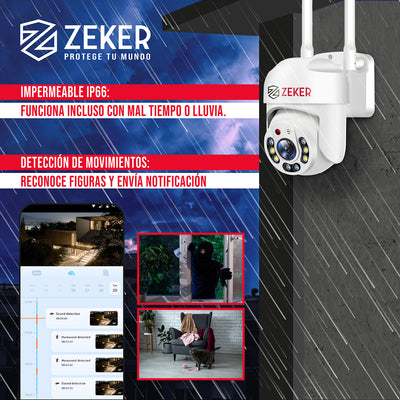 Camara De Seguridad Wifi Exterior Impermeable Zeker 4mp 5g