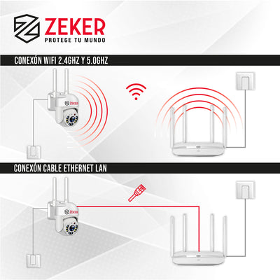 Camara De Seguridad Wifi Exterior Impermeable Zeker 4mp 5g