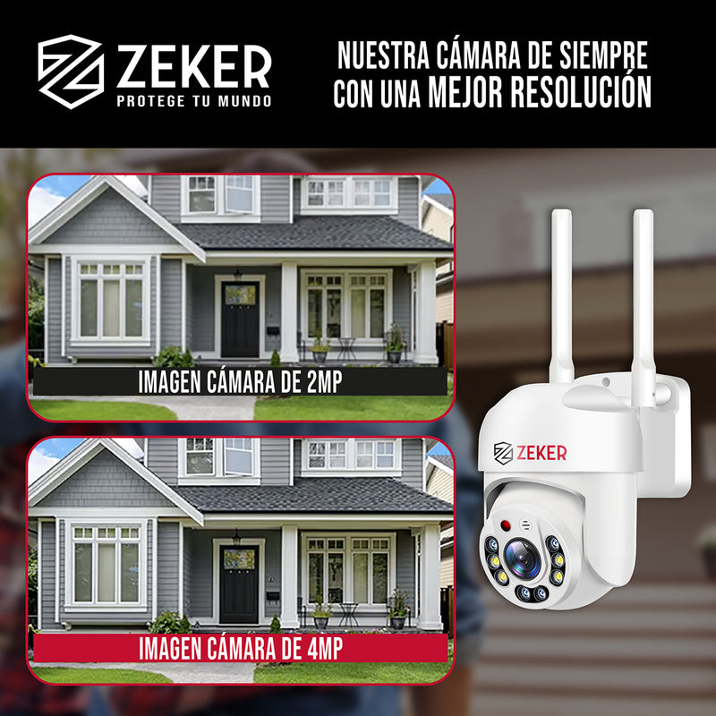 Camara De Seguridad Wifi Exterior Impermeable Zeker 4mp 5g