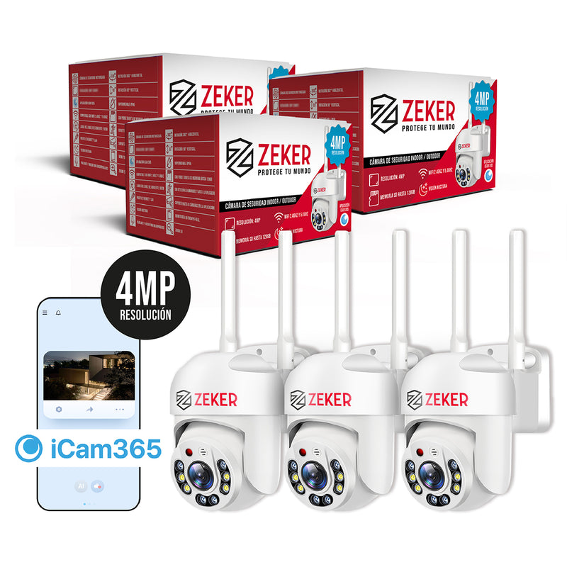 Pack X3 Camara De Seguridad Wifi Impermeable Zeker 4mp 5g