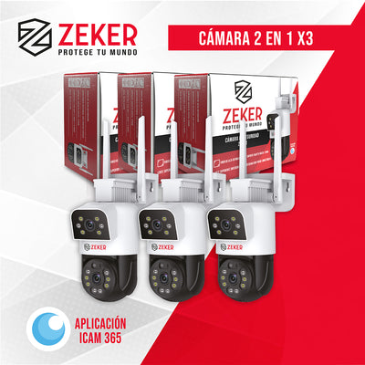 Pack x3 Cámara De Seguridad 5G Zeker Doble 4MP Impermeable