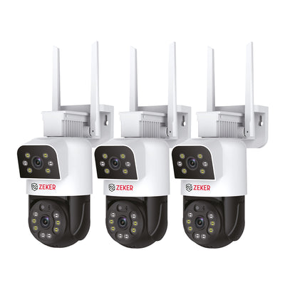 Pack x3 Cámara De Seguridad 5G Zeker Doble 4MP Impermeable