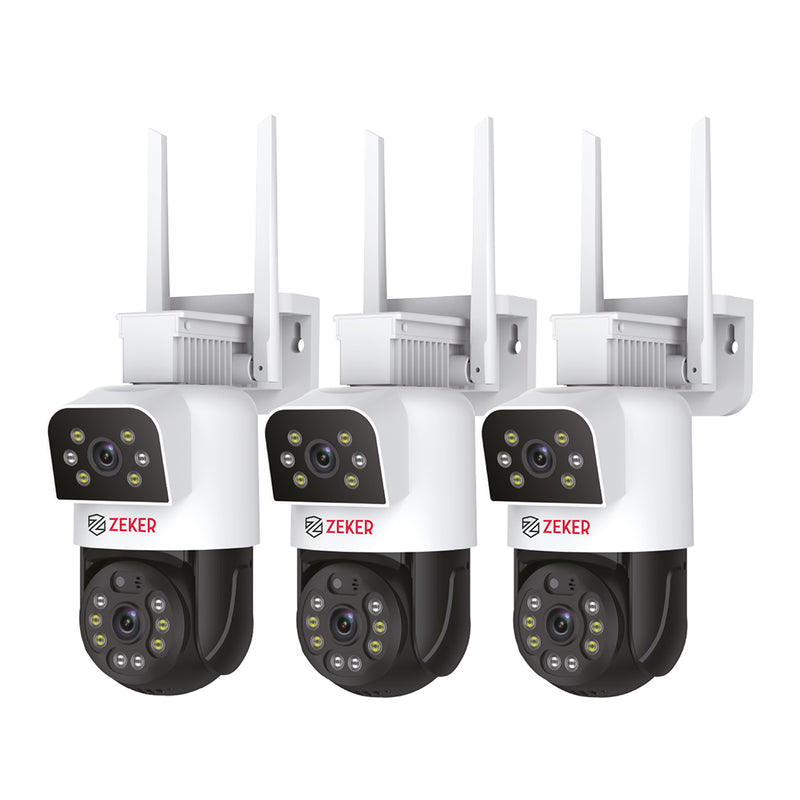 Pack x3 Cámara De Seguridad 5G Zeker Doble 4MP Impermeable