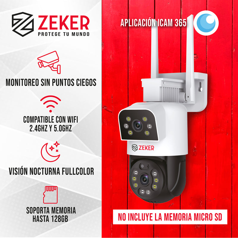 Pack x3 Cámara De Seguridad 5G Zeker Doble 4MP Impermeable