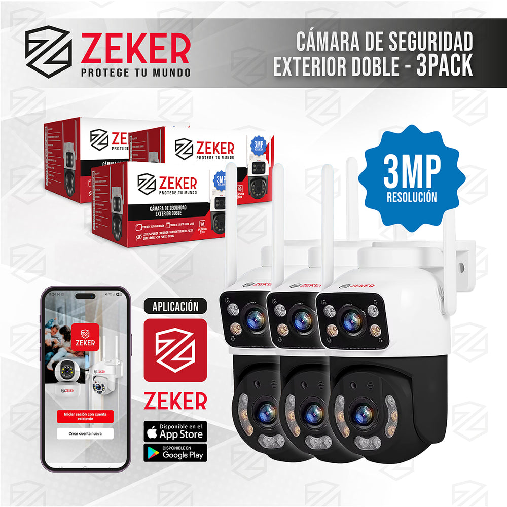 Pack x3 Cámara de Seguridad Doble 6MP 2.4G