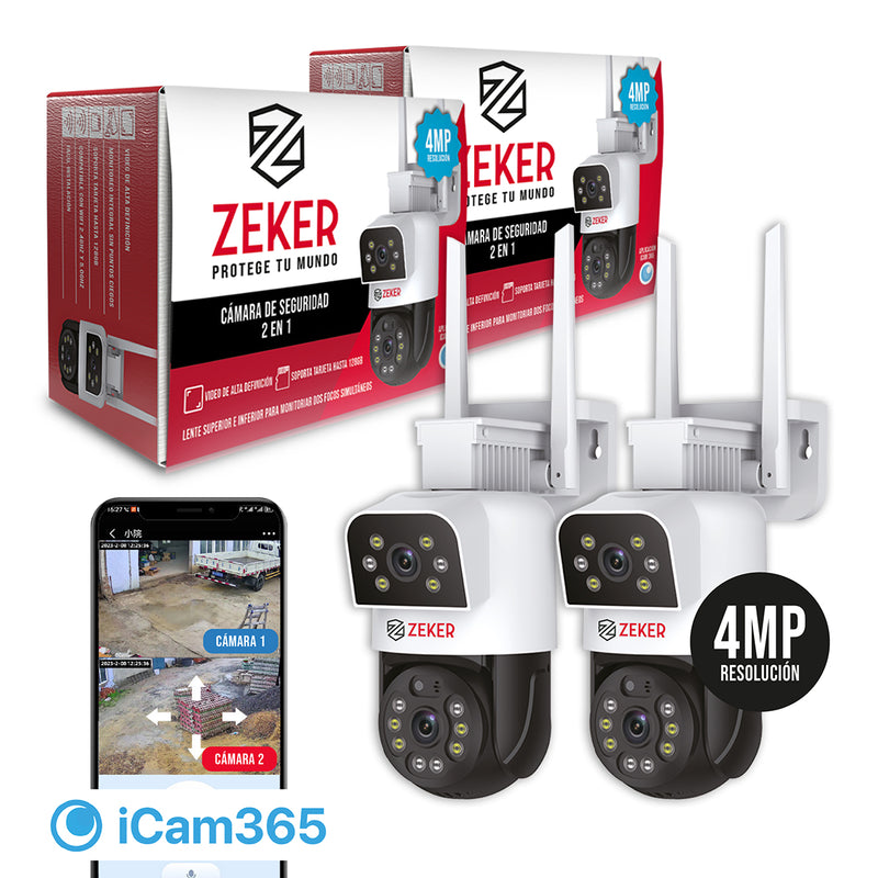 Pack X2 Camara De Seguridad 5g Zeker Doble 8mp Impermeable