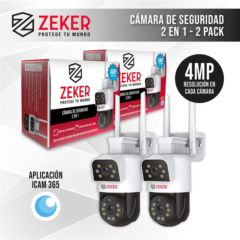 Pack X2 Camara De Seguridad 5g Zeker Doble 8mp Impermeable