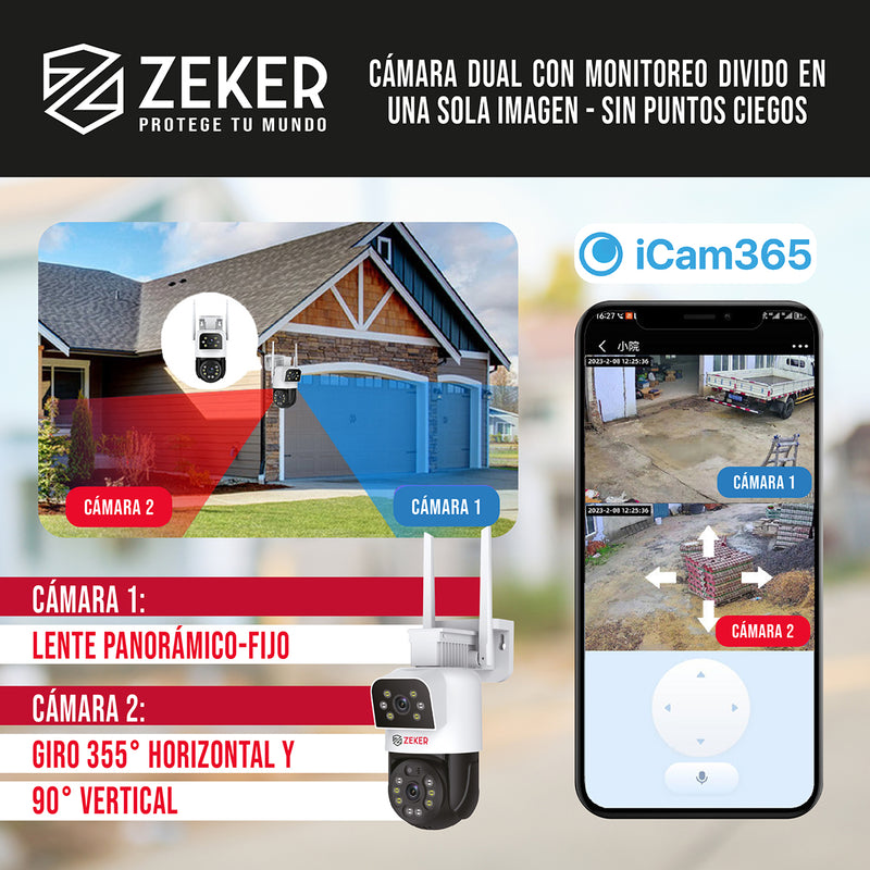 Pack X3 Camara De Seguridad 5g Zeker Doble 8mp Impermeable