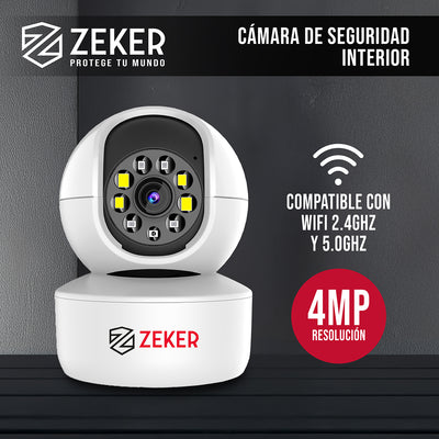 Camara De Seguridad Interior Wifi Ip Zeker 4mp 5g Pan Tilt