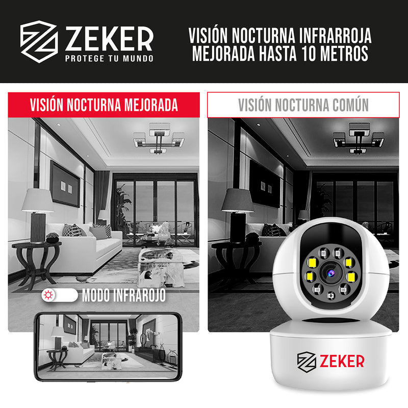 Camara De Seguridad Interior Wifi Ip Zeker 4mp 5g Pan Tilt