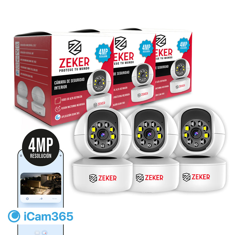 Pack X3 Camara De Seguridad Interior Wifi Ip Zeker 4mp 5g