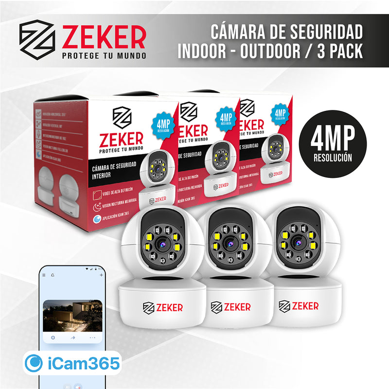 Pack X3 Camara De Seguridad Interior Wifi Ip Zeker 4mp 5g