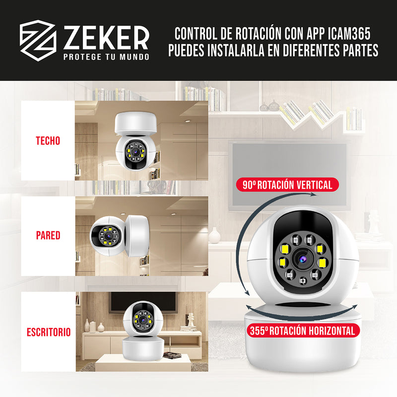 Pack X3 Camara De Seguridad Interior Wifi Ip Zeker 4mp 5g