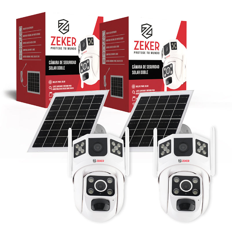 Cámara De Seguridad 2.4g Zeker Solar Duo 3mp Impermeable X2