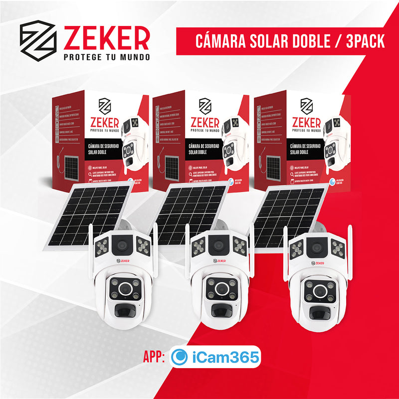 Cámara De Seguridad 2.4g Zeker Solar Duo 3mp Impermeable X3