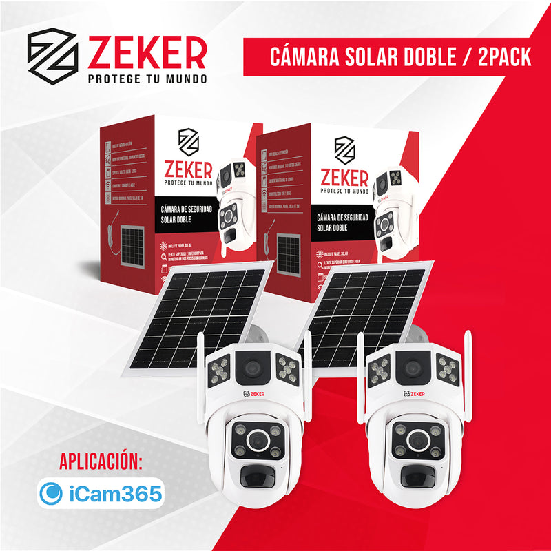 Cámara De Seguridad 2.4g Zeker Solar Duo 3mp Impermeable X2