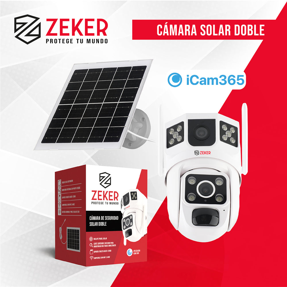 Cámara de Seguridad Solar Exterior Doble