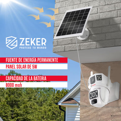 Cámara De Seguridad 2.4g Zeker Solar Duo 3mp Impermeable X2