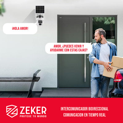 Cámara De Seguridad 2.4g Zeker Solar Duo 3mp Impermeable X3