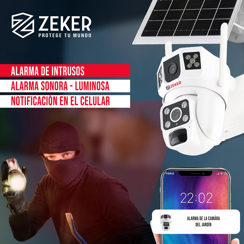 Cámara de Seguridad Solar Exterior Doble