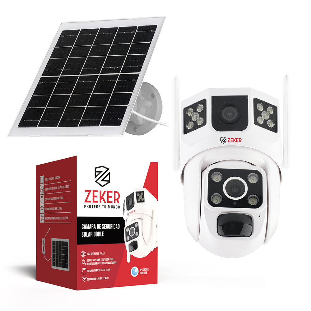 Cámara de Seguridad Solar Exterior Doble