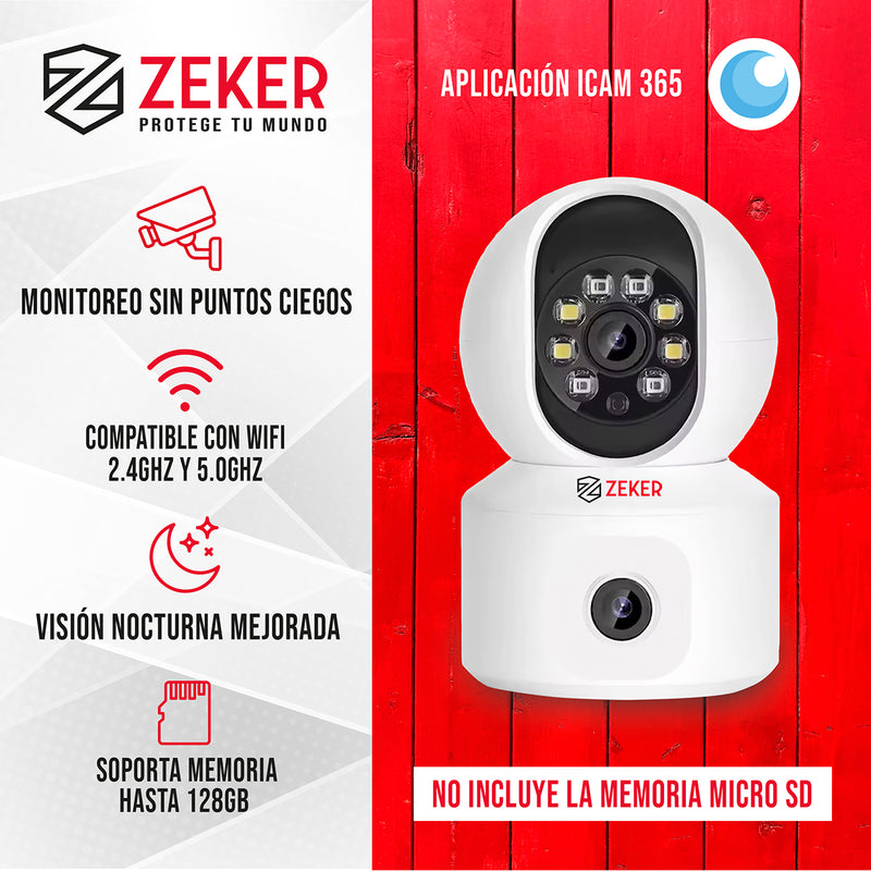 Camara De Seguridad Interior Doble Zeker 4MP 5G Wifi IP x2