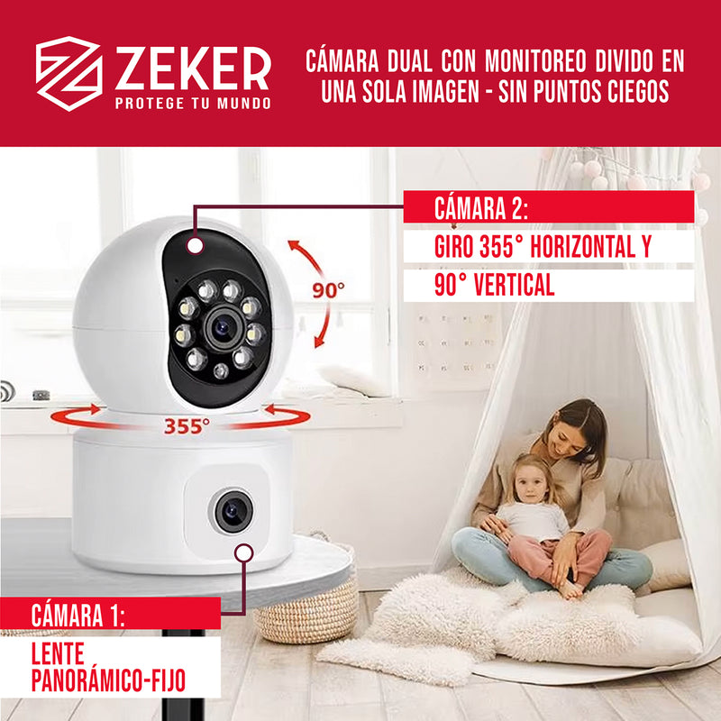 Camara De Seguridad Interior Doble Zeker 4MP 5G Wifi IP x3