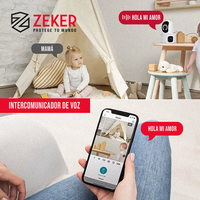 Camara De Seguridad Interior Doble Zeker 4MP 5G Wifi IP x3