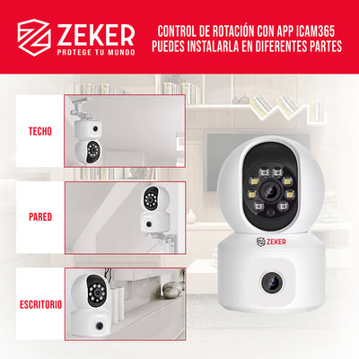Camara De Seguridad Interior Doble Zeker 4MP 5G Wifi IP x3