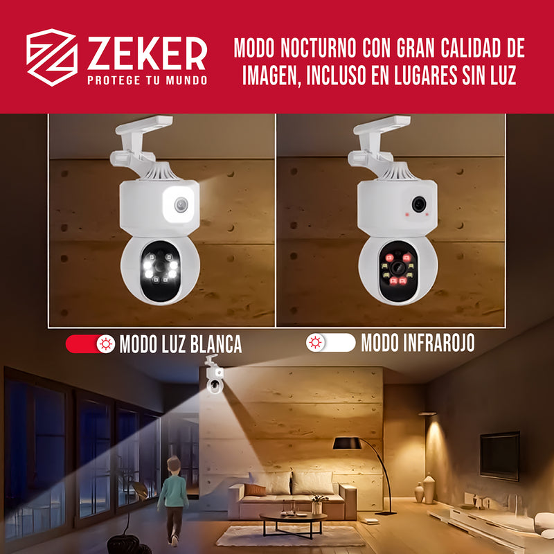 Camara De Seguridad Interior Doble Zeker 4MP 5G Wifi IP x2