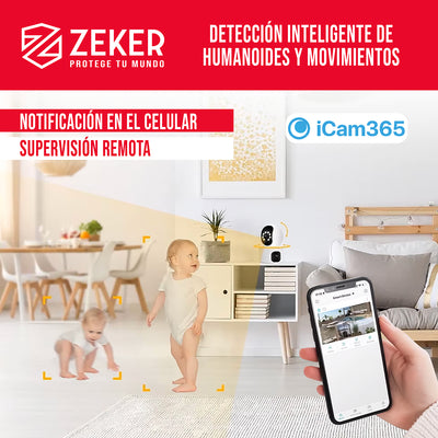 Camara De Seguridad Interior Doble Zeker 4MP 5G Wifi IP