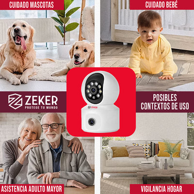 Camara De Seguridad Interior Doble Zeker 4MP 5G Wifi IP x3