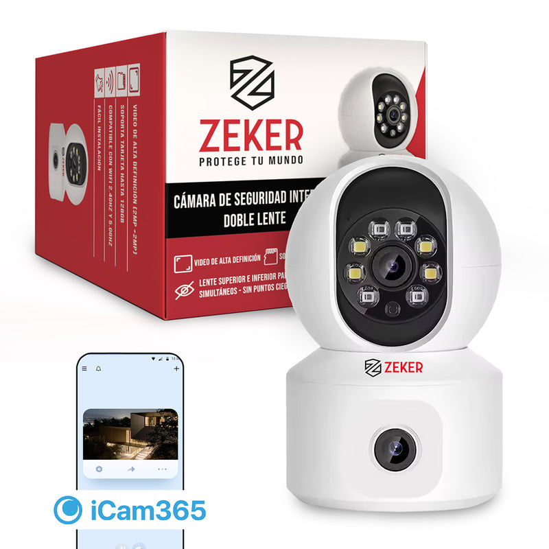 Camara De Seguridad Interior Doble Zeker 4MP 5G Wifi IP