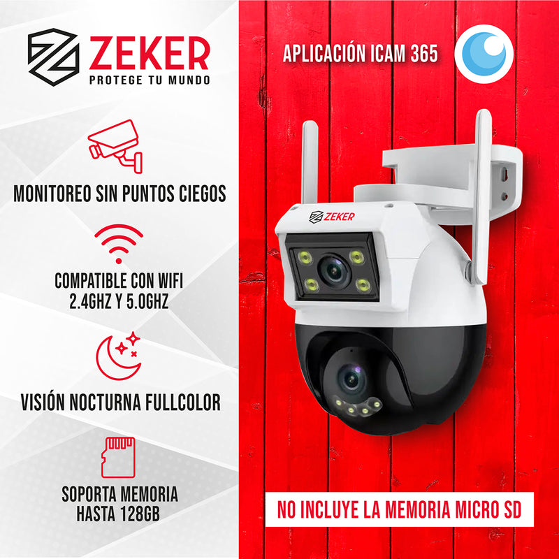 Camara de Seguridad Domo Zeker 4MP 5G Wifi Impermeable X3