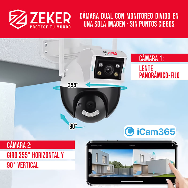 Camara de Seguridad Domo Zeker 4MP 5G Wifi Impermeable X3
