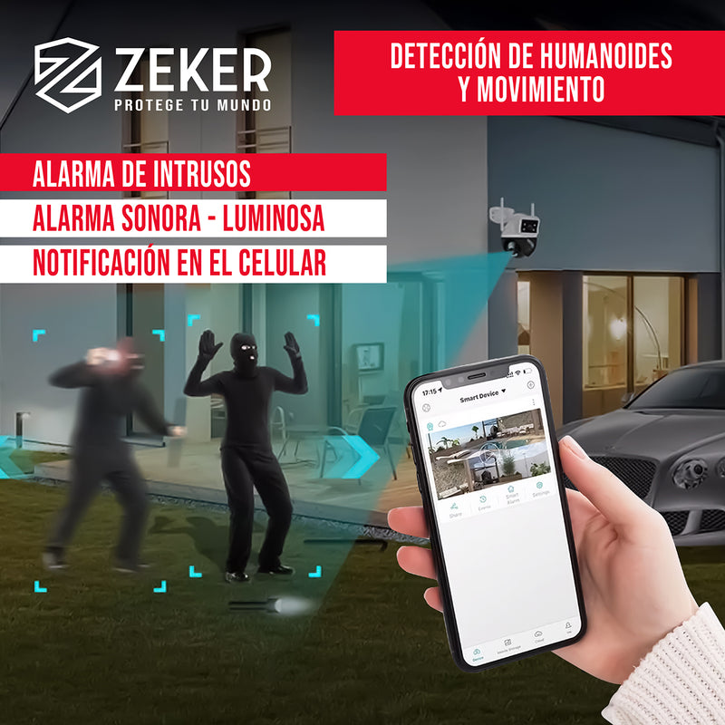 Camara de Seguridad Domo Zeker 4MP 5G Wifi Impermeable X3
