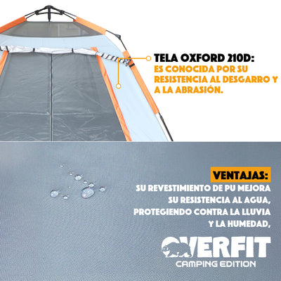 Carpa De Camping 6 Personas Telescopica Overfit Impermeable 500mm Tienda De Campaña Para Acampar 3 X 3 X 2 Metros