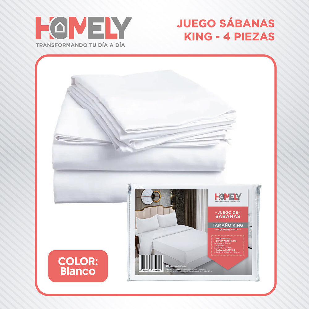 Juego de sabanas King Homely Suave 100 GSM 4 Piezas