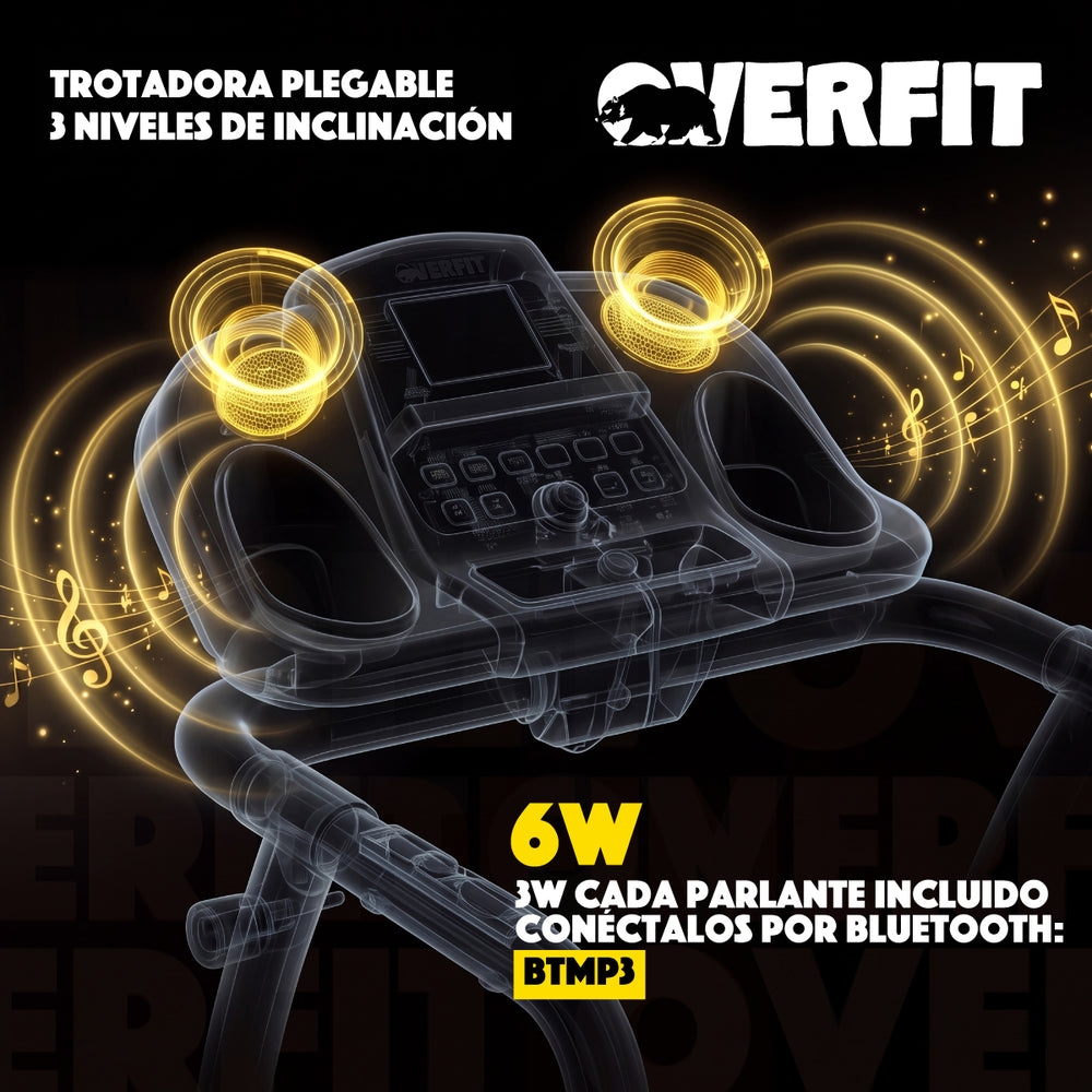 Trotadora 1 Hp Overfit Plegable 12Km 3 niveles Inclinacion