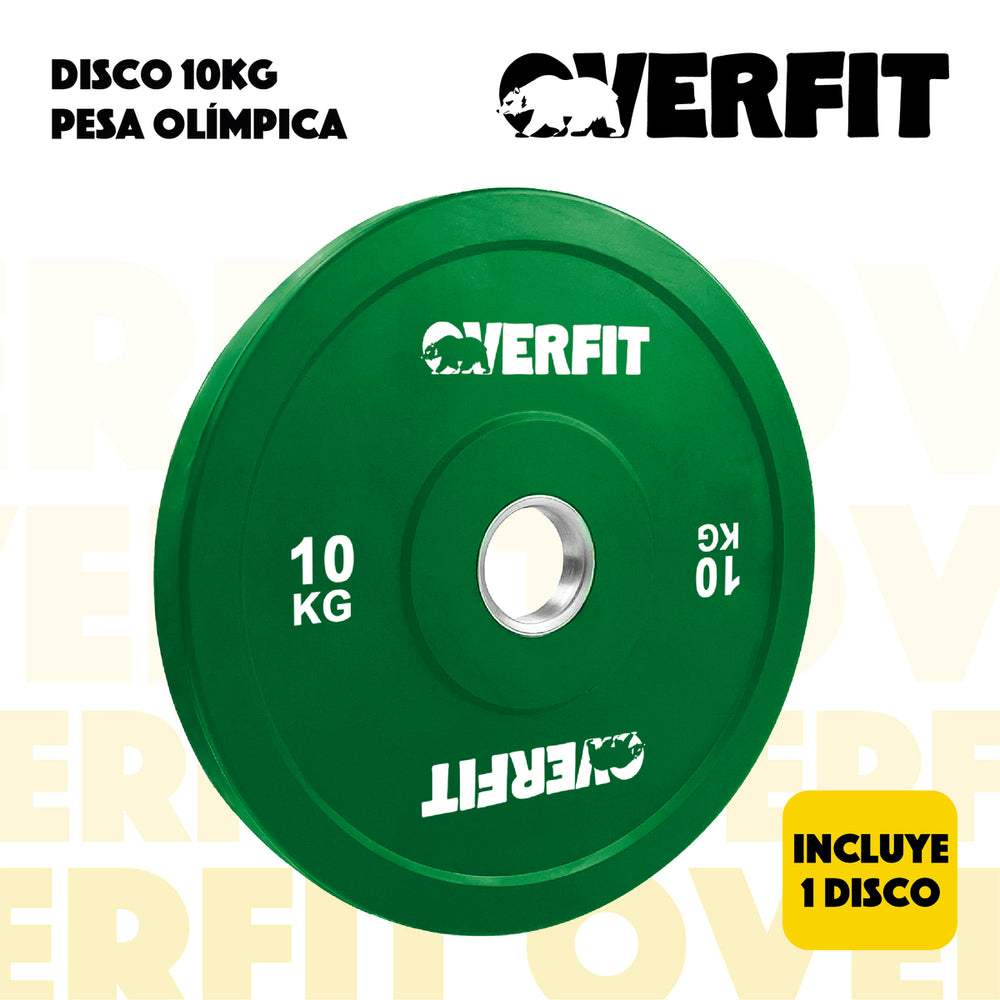 Disco Pesa Olimpica Goma Overfit 10kg Antideslizante