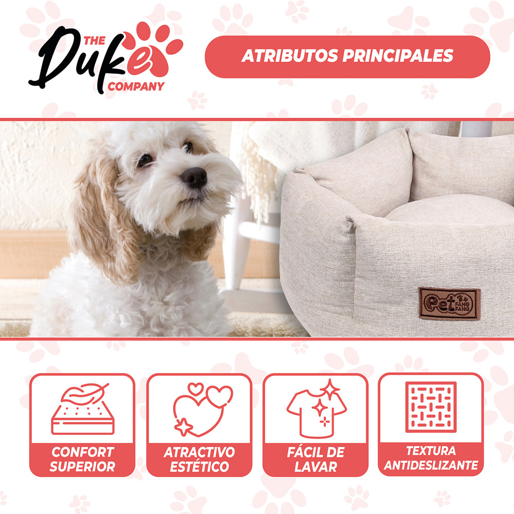 Cama de perro talla M The Duke Company 62 x 62 x 22 cm beige