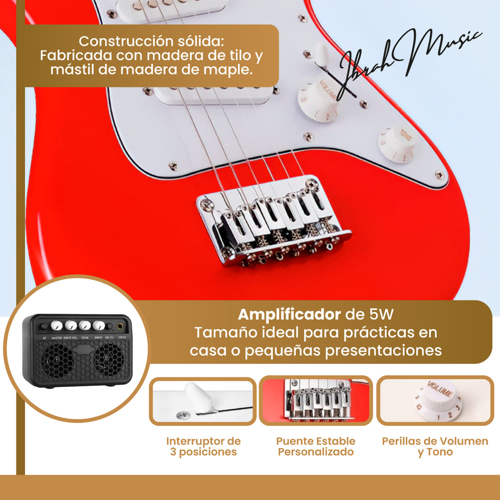 Guitarra Electrica Stratocaster Niño Ibrah 30 Pgds Amplif