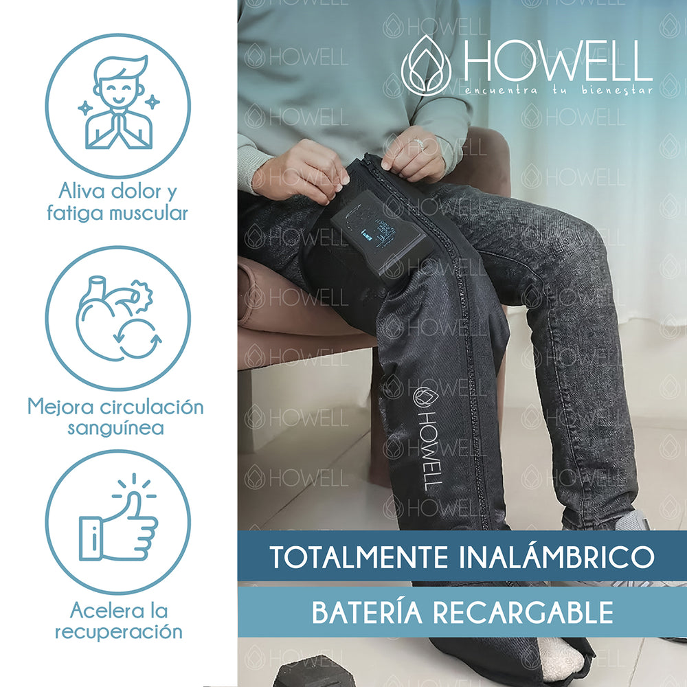 Masajeador Piernas Bota Compresion Howell Inalambrico