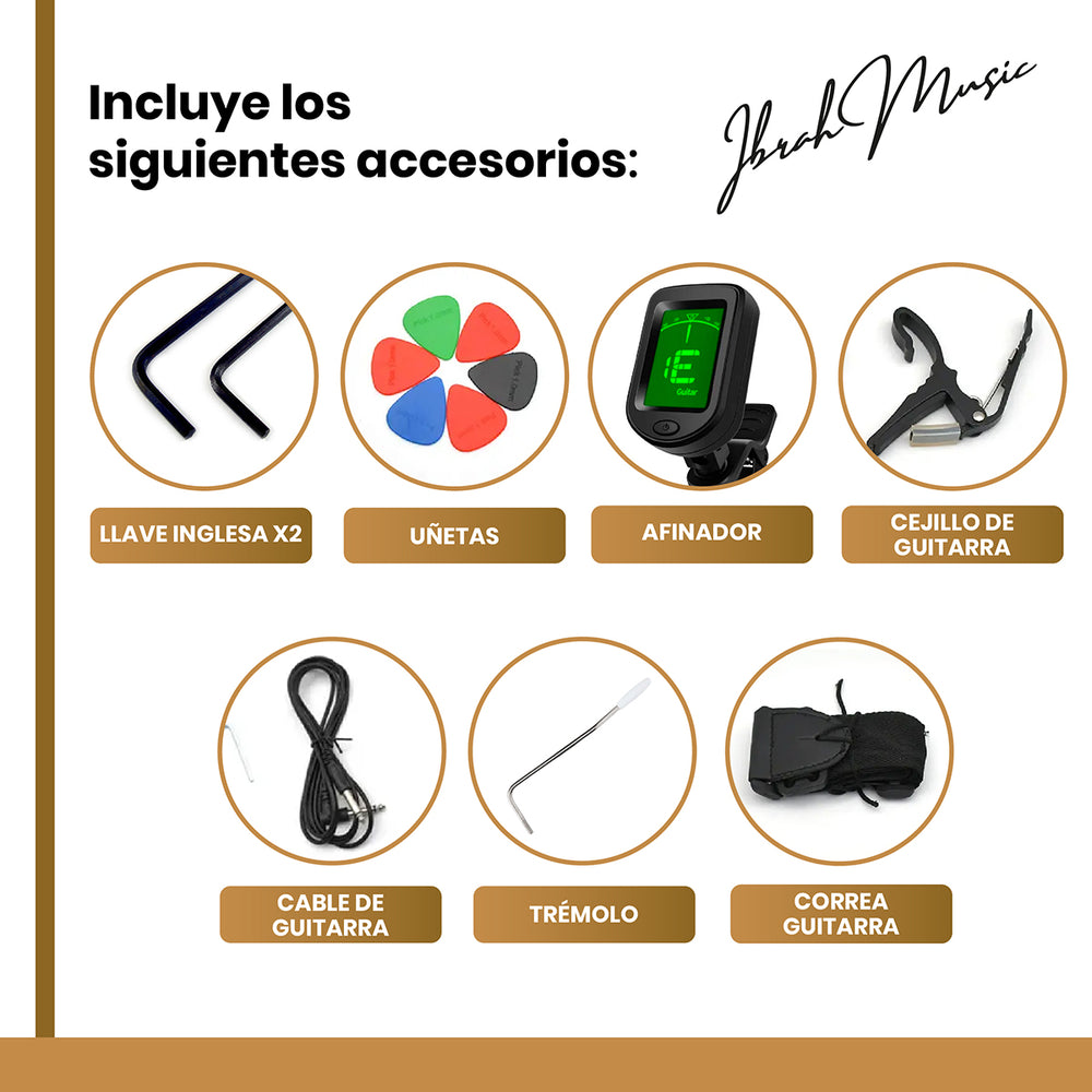 Guitarra Eléctrica Stratocaster Ibrah + Amplif + Accesorios
