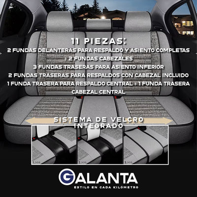 Funda Cubre Asiento Lino PU Galanta Set 5 Asientos Luxury