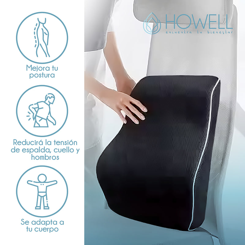 Cojin Lumbar Ortopedico 3D Mesh Howell Espalda Memory Visco Soporte Dorsal