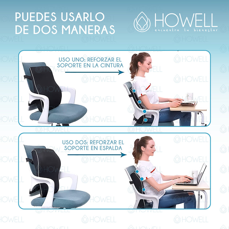 Cojin Lumbar Ortopedico 3D Mesh Howell Espalda Memory Visco Soporte Dorsal
