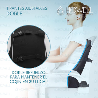 Cojin Lumbar Ortopedico 3D Mesh Howell Espalda Memory Visco Soporte Dorsal